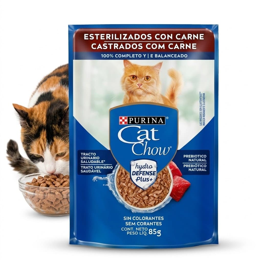 Purina Cat Chow Alimento Húmedo Gatos Esterilizados - Sabor Carne Salud Urinaria 85 g - Miniatura 4