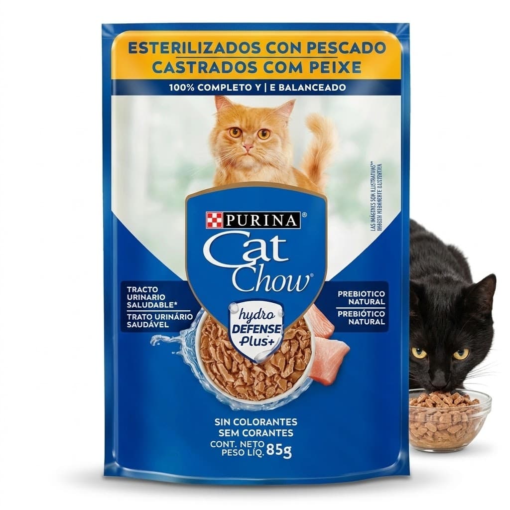 Purina Cat Chow Alimento Húmedo Gatos Esterilizados - Sabor Pescado Salud Urinaria 85 g - Miniatura 4