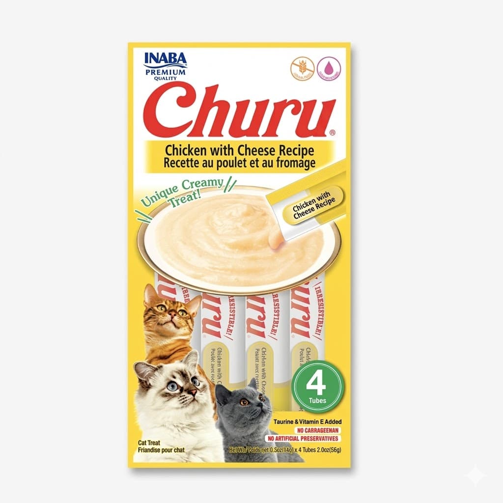 Inaba Churu Snack Húmedo y Cremoso para Gatos Sabor Pollo - Premio Saludable 56 g