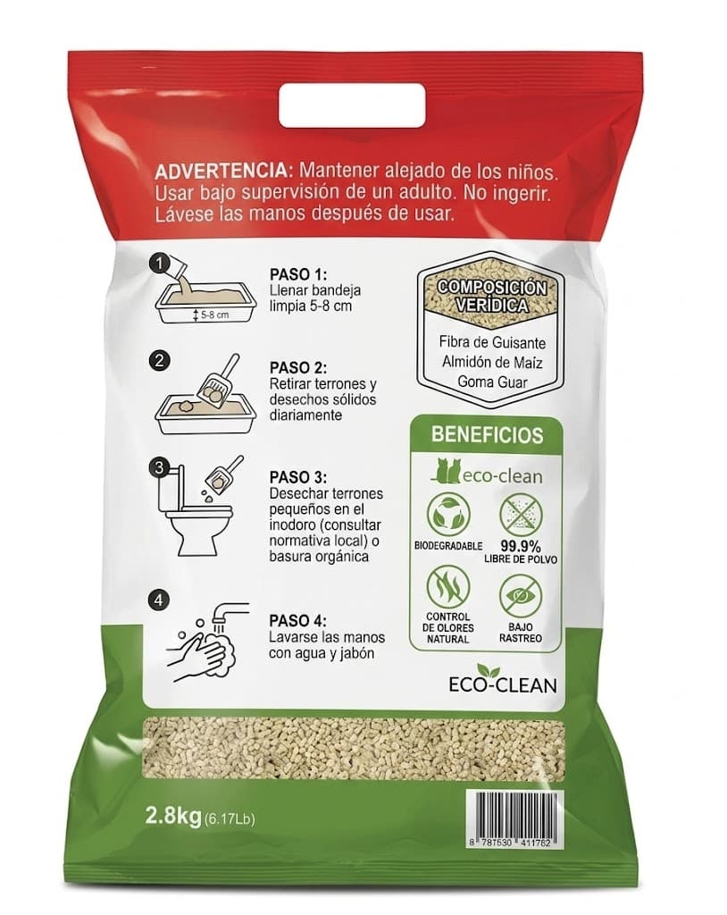 Eco Clean Arena para Gatos Biodegradable Fragancia Verbena Natural 2.8 kg - Miniatura 3