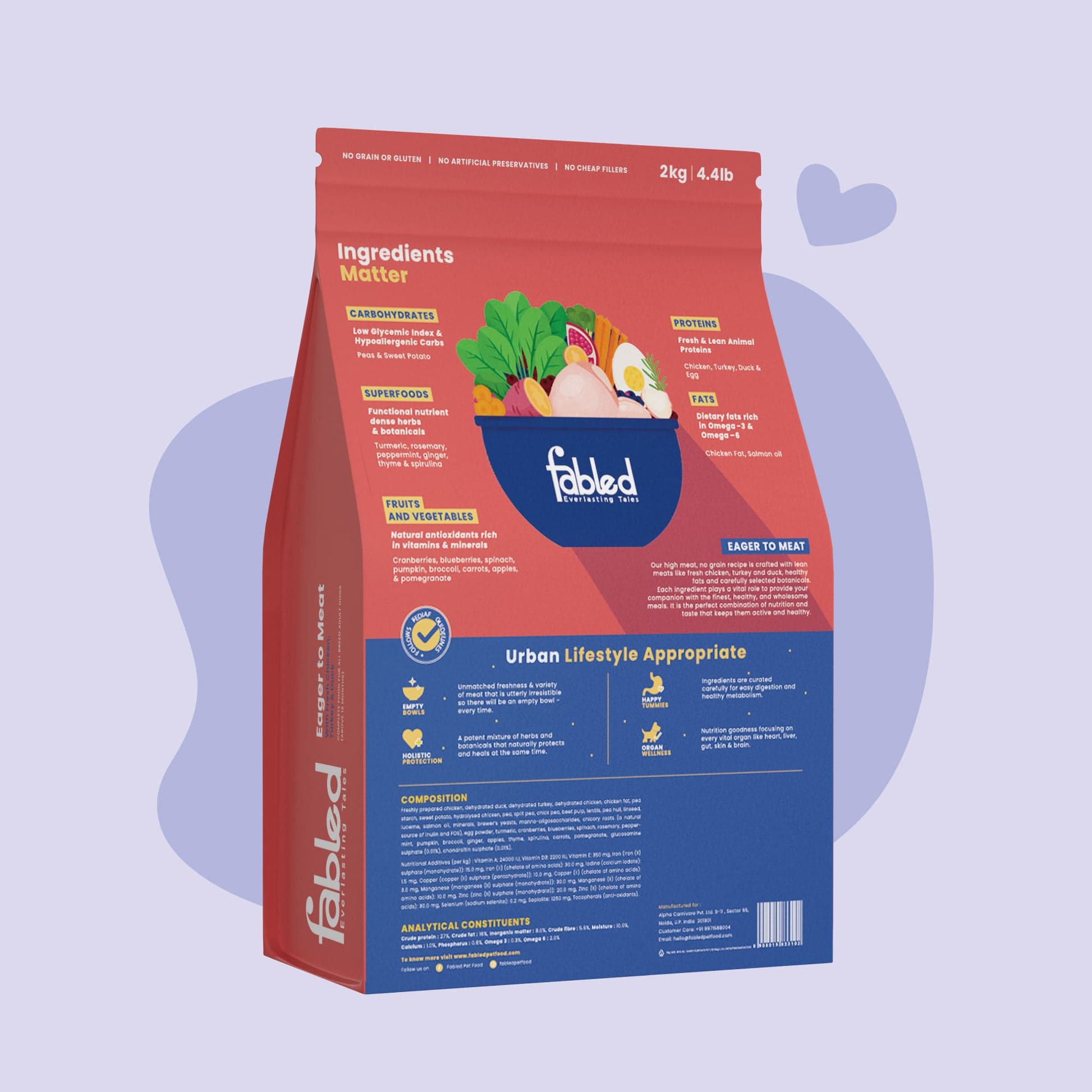 Fabled Eager to Meat 2 Kg - Alimento Libre de Granos con Pollo y Cordero para Perros Adultos - Miniatura 4