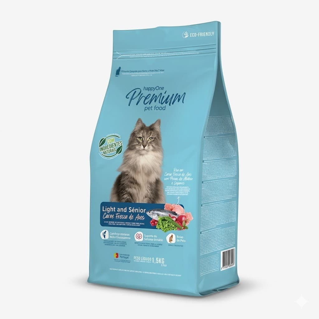 Happy One Premium 1,5 Kg Alimento para Gatos Mayores (Senior) con Carne Fresca 