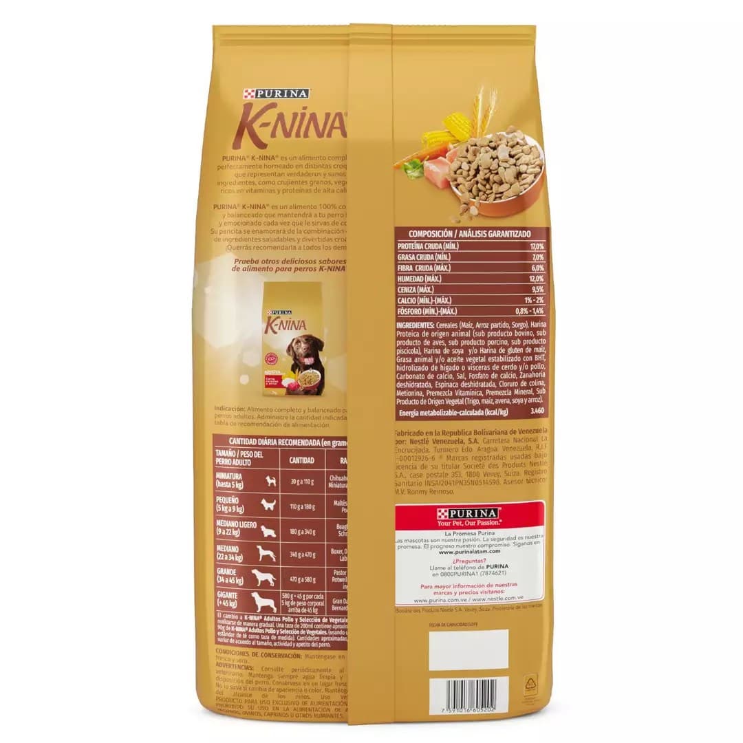 K-Nina Adulto Pollo y Vegetales 4 Kg - Dieta Equilibrada para Perros Adultos con Sabor Natural a Pollo - Miniatura 3