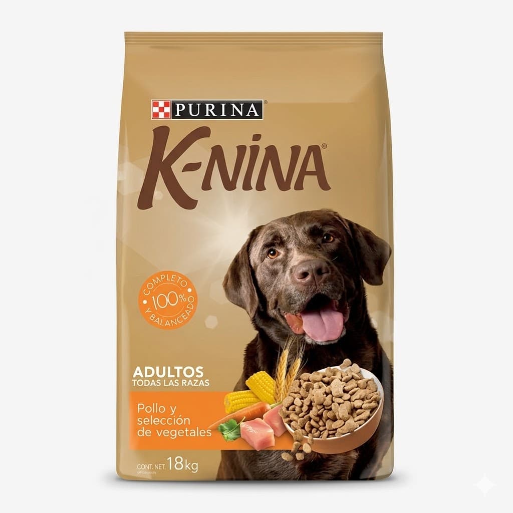 K-Nina Adulto Pollo y Vegetales 4 Kg - Dieta Equilibrada para Perros Adultos con Sabor Natural a Pollo - Imagen 1
