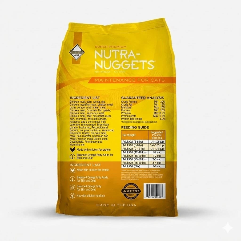 Alimento Premium Nutra Nuggets Maintenance For Cats Nutrición Equilibrada para Gatos Adultos con Actividad Normal Formulación de Alta Digestibilidad Proteína de Pollo 1 kg - Miniatura 3
