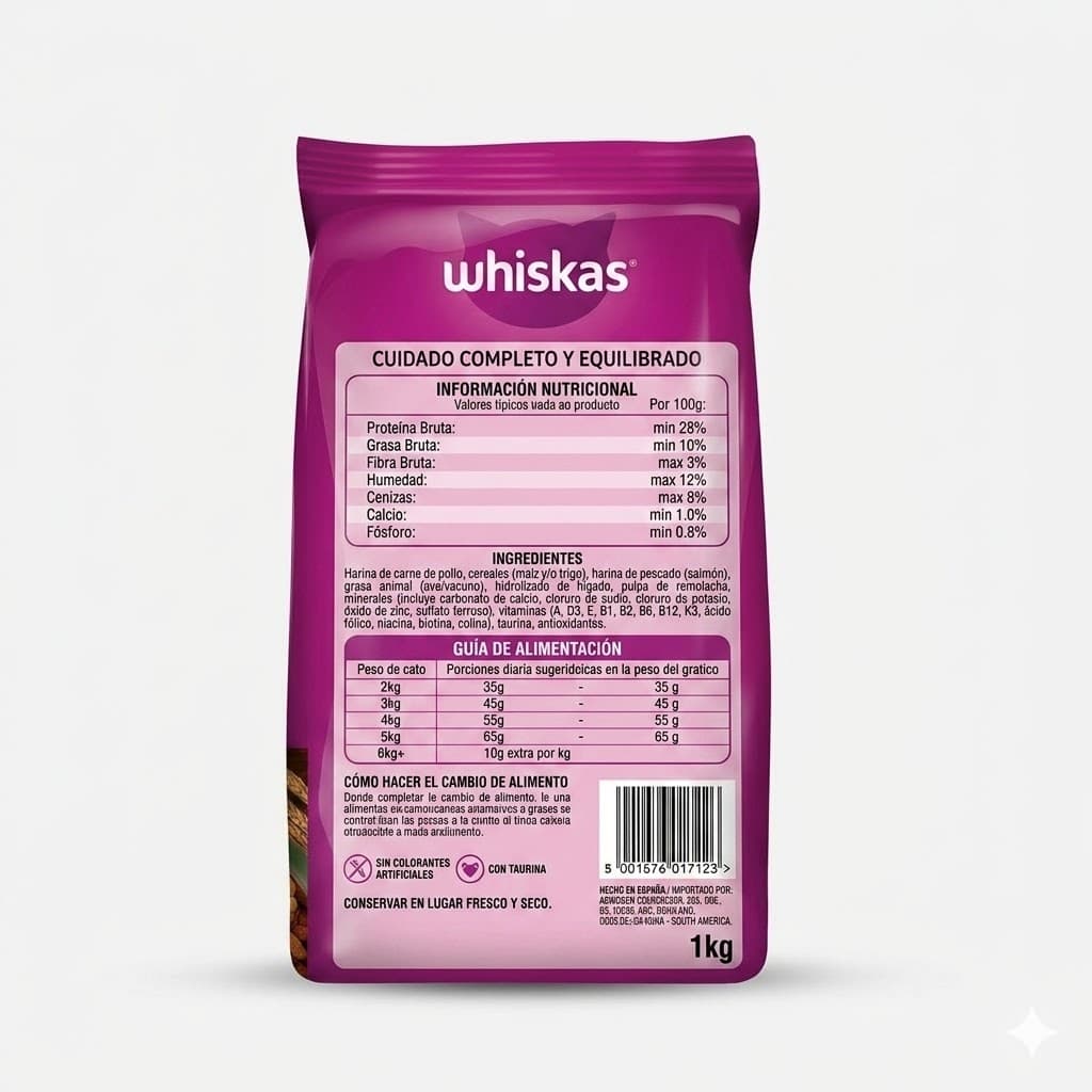 Whiskas Alimento Seco para Gatos Adultos Sabor Salmón 500 g - Miniatura 3