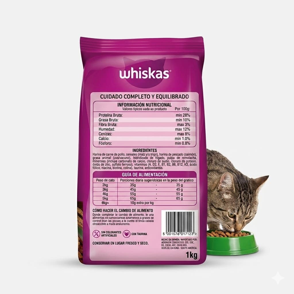 Whiskas Alimento Seco para Gatos Adultos Sabor Salmón 500 g - Miniatura 2