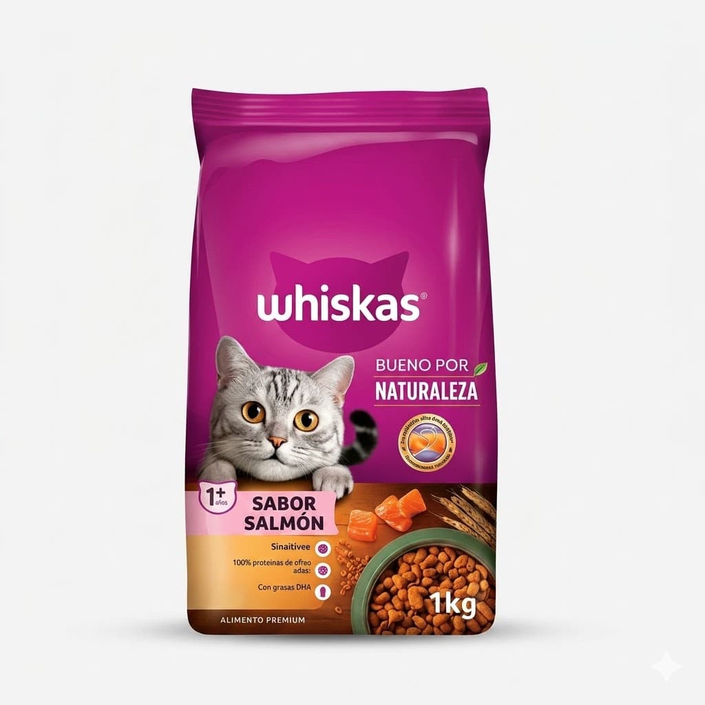 Whiskas Alimento Seco para Gatos Adultos Sabor Salmón 500 g - Imagen 1