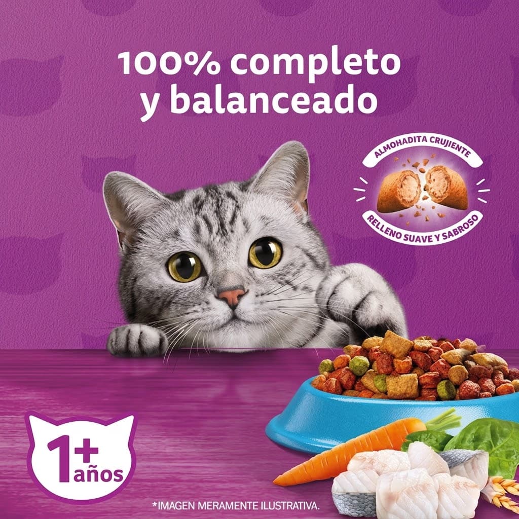 Whiskas Alimento Seco para Gatos Adultos Sabor Pescado Blanco 1 kg - Miniatura 2