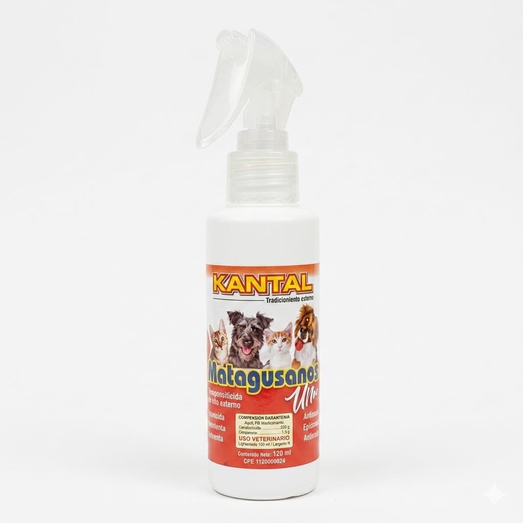 Kantal Matagusanos Sin Color para Perros y Gatos 120 ML - Tratamiento Invisible contra Larvas y Moscas