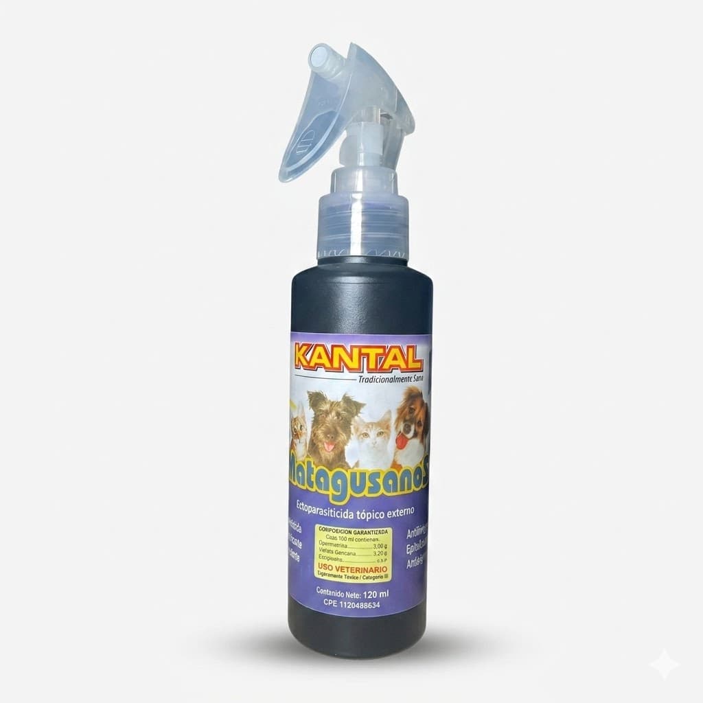 Kantal Matagusanos Morado para Perros y Gatos 120 ML - Antiséptico y Larvicida de Uso Externo