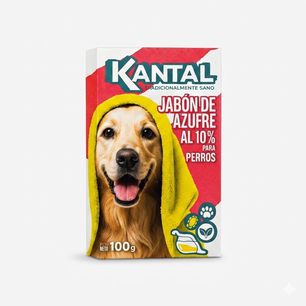 Kantal Jabón Azufrado para Perros 100 Gr - Tratamiento Auxiliar para Afecciones de la Piel