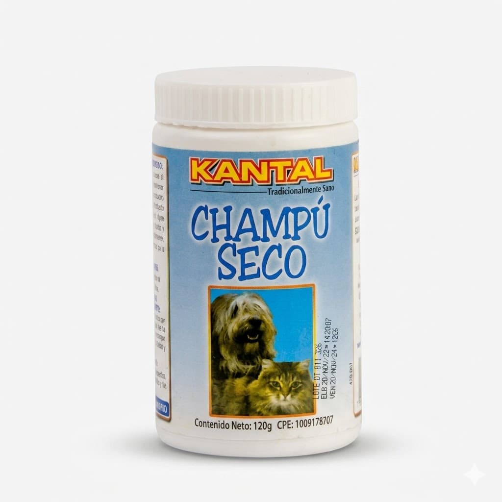 Kantal Champú Seco 120 Gr - Limpieza Instantánea sin Agua para Mascotas y Cachorros