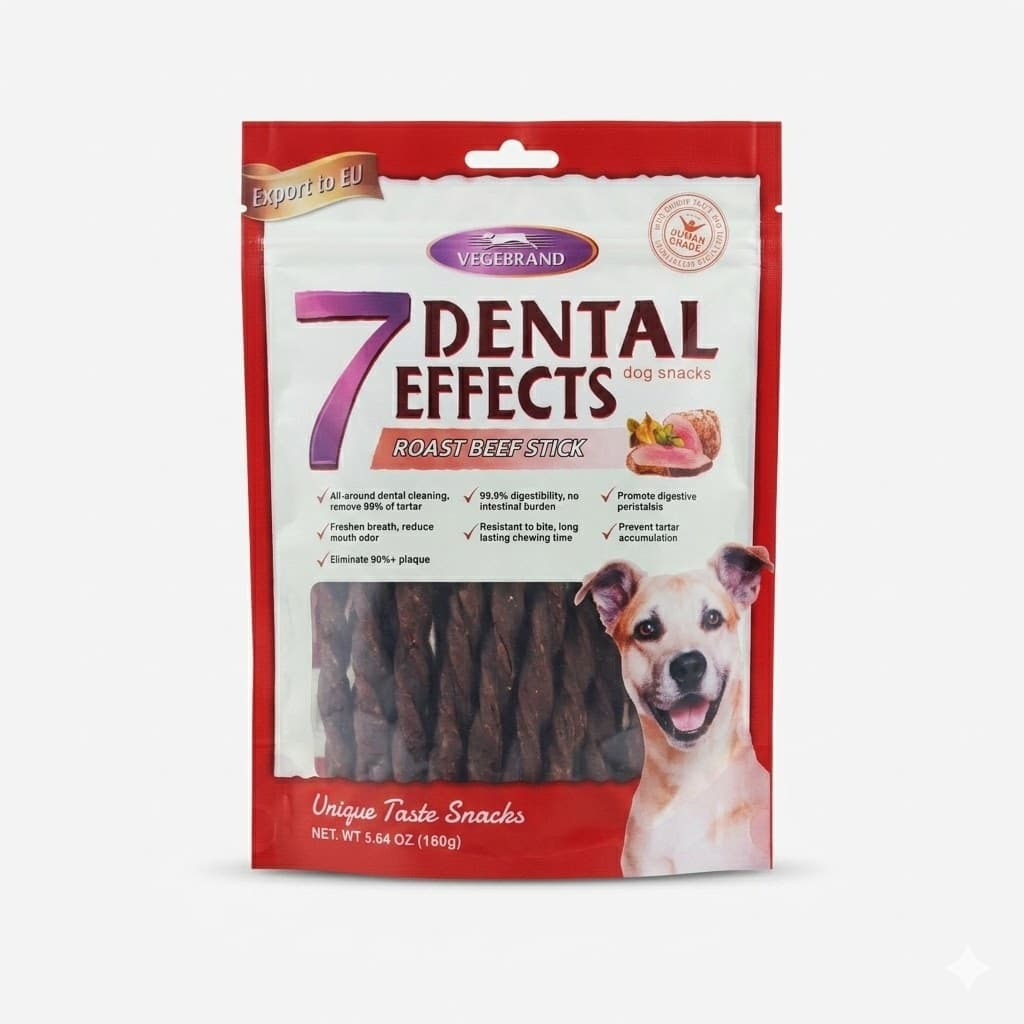Snack dental sabor a roast beef para perros con siete beneficios 60 gr - Imagen 1