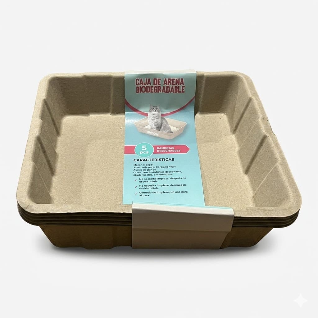 5 Bandejas de Arena Desechable para Gatos Kantal Solución Higiénica Práctica para Viajes y Uso Diario Alta Absorción Control de Olores Natura