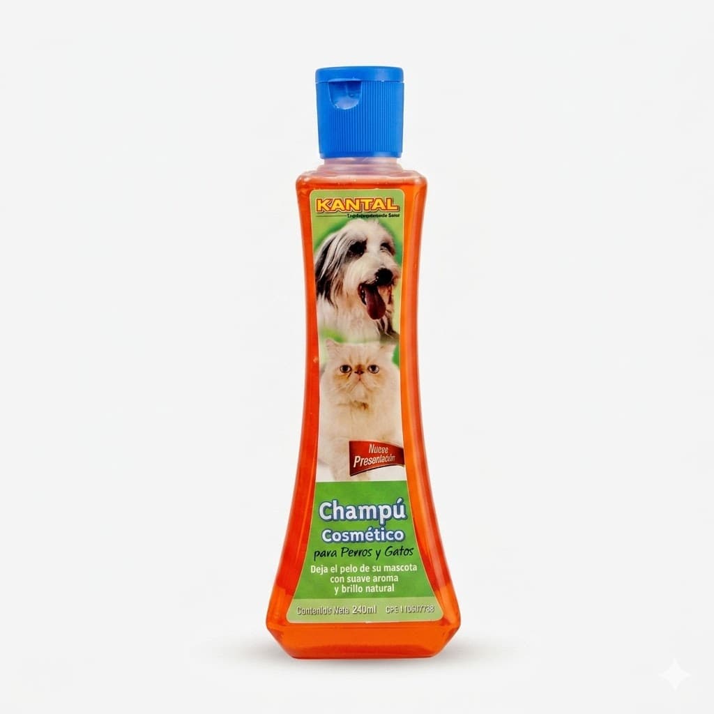 Kantal Champú Cosmético 240 ML - Brillo y Suavidad Realzada para el Pelaje de tu Mascota