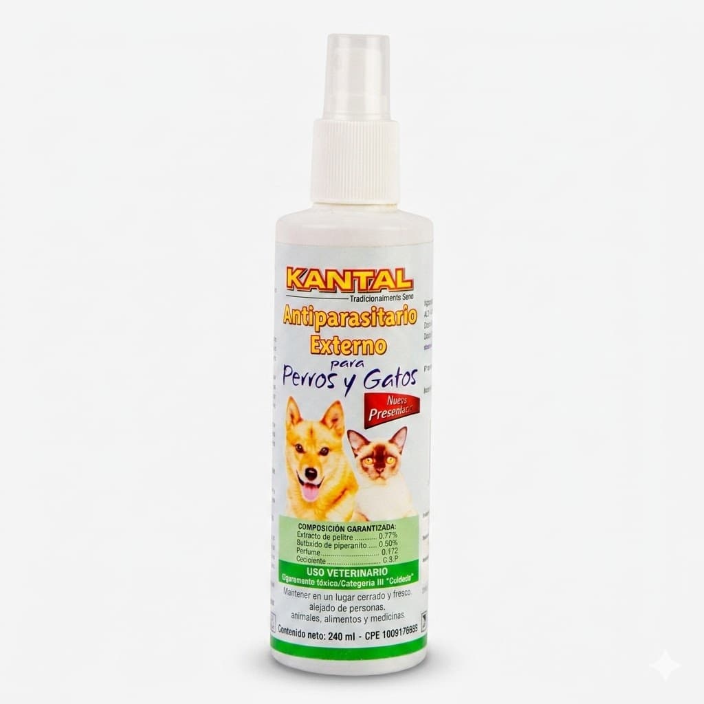 Kantal Antiparasitario Externo para Perros y Gatos 240 ML - Solución Eficaz contra Pulgas y Garrapatas