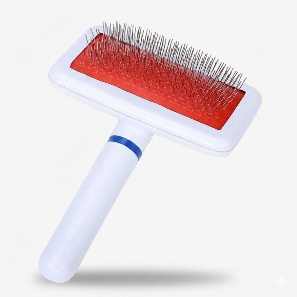 Cepillo de Cerdas Metálicas Pets Kingdom con Puntas Redondeadas Protectoras y Mango Ergonómico para Desenredado Profundo de Perros y Gatos.