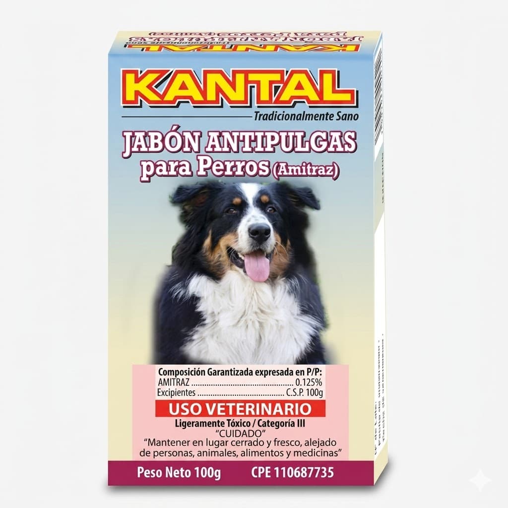 Kantal Jabón Antipulgas 100 Gr - Barra de Limpieza Médica para Control de Parásitos Externos