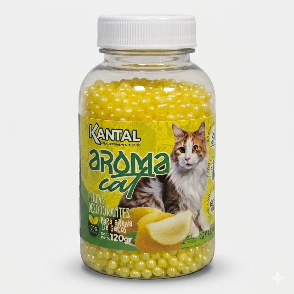 Perlas Desodorantes para Arena de Gatos con Aroma a Limon 120 Gramos Control de Olores Potenciador de Frescura Fragancia Frutal Higiene Arenero. - Imagen 1