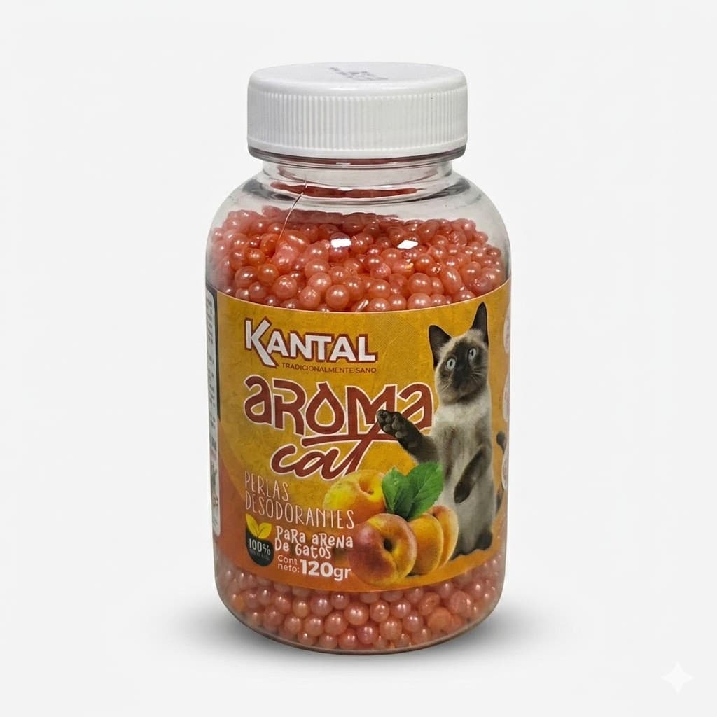 Perlas Desodorantes para Arena de Gatos con Aroma a Durazno 120 Gramos Control de Olores Potenciador de Frescura Fragancia Frutal Higiene Arenero.