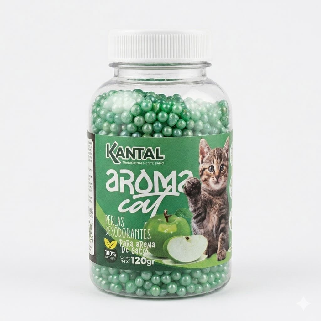 Perlas Desodorantes para Arena de Gatos con Aroma a Manzana 120 Gramos Control de Olores Potenciador de Frescura Fragancia Frutal Higiene Arenero. - Imagen 1