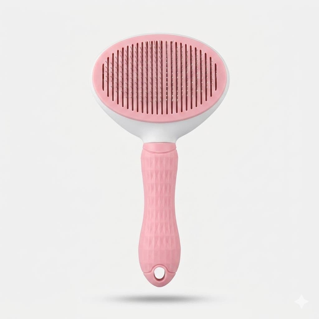 Cepillo de Botón Pets Kingdom con Cerdas de Acero Inoxidable Retráctiles y Mango Ergonómico Antideslizante para Desenredado y Eliminación de Pelo Muerto. - Miniatura 2