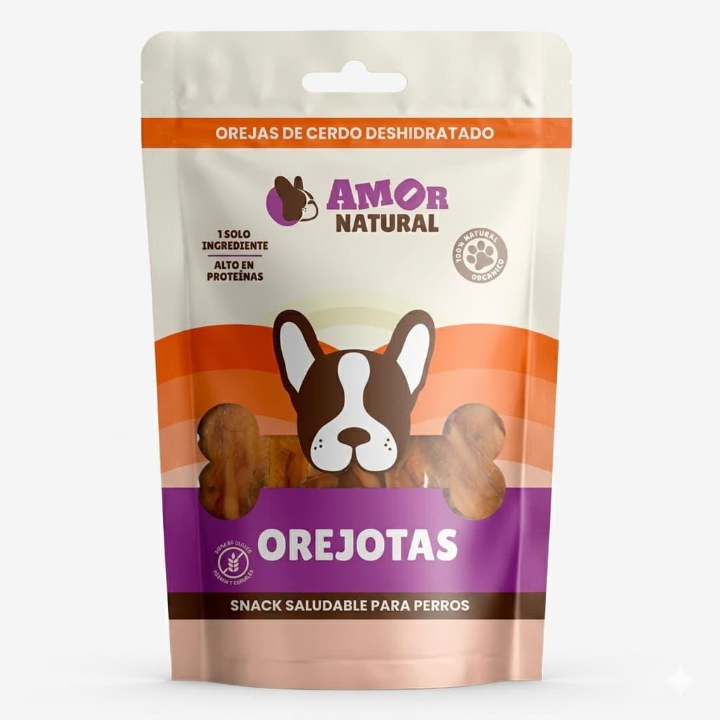 Orejotas Naturales Amor Natural x4 Unidades | Snack Masticable para Perros