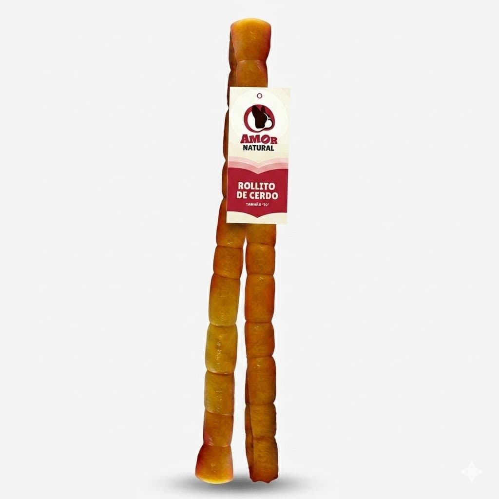 Rollito de Cerdo Natural 12 Pulgadas Amor Natural | Snack Masticable para Perros - Imagen 1