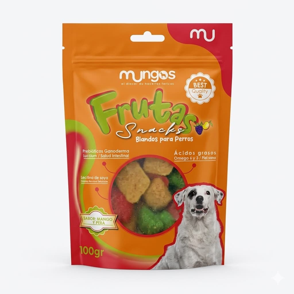 Snack Natural Mora Mango para Mascotas Bolsa 50gr Sabor Frutal - Imagen 1