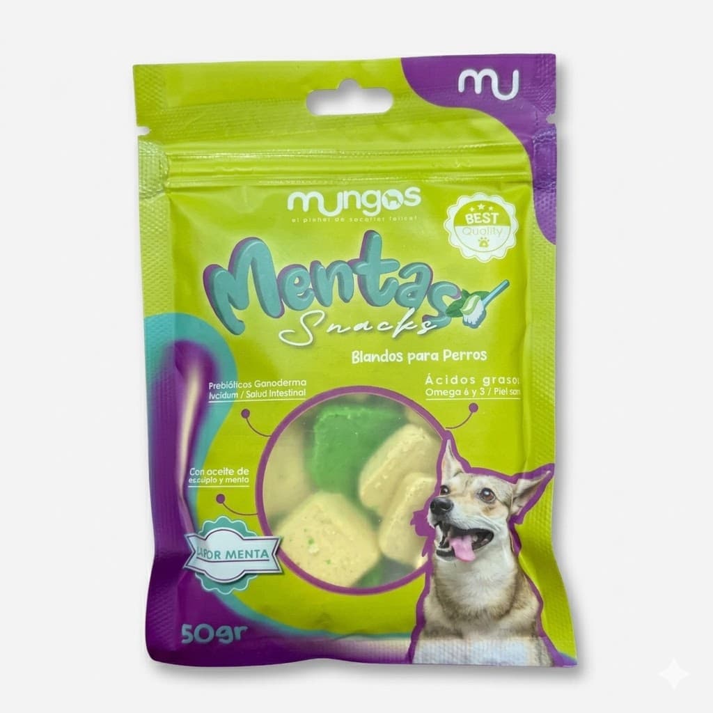 Snack Refrescante Sabor Menta para Mascotas Adultas Bolsa 50gr - Imagen 1