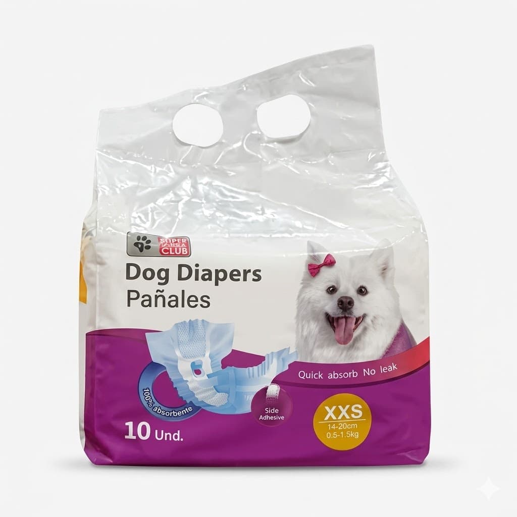 Pañal Absorbente para Perros Talla XXS Cómodo Desechable Hembra Macho