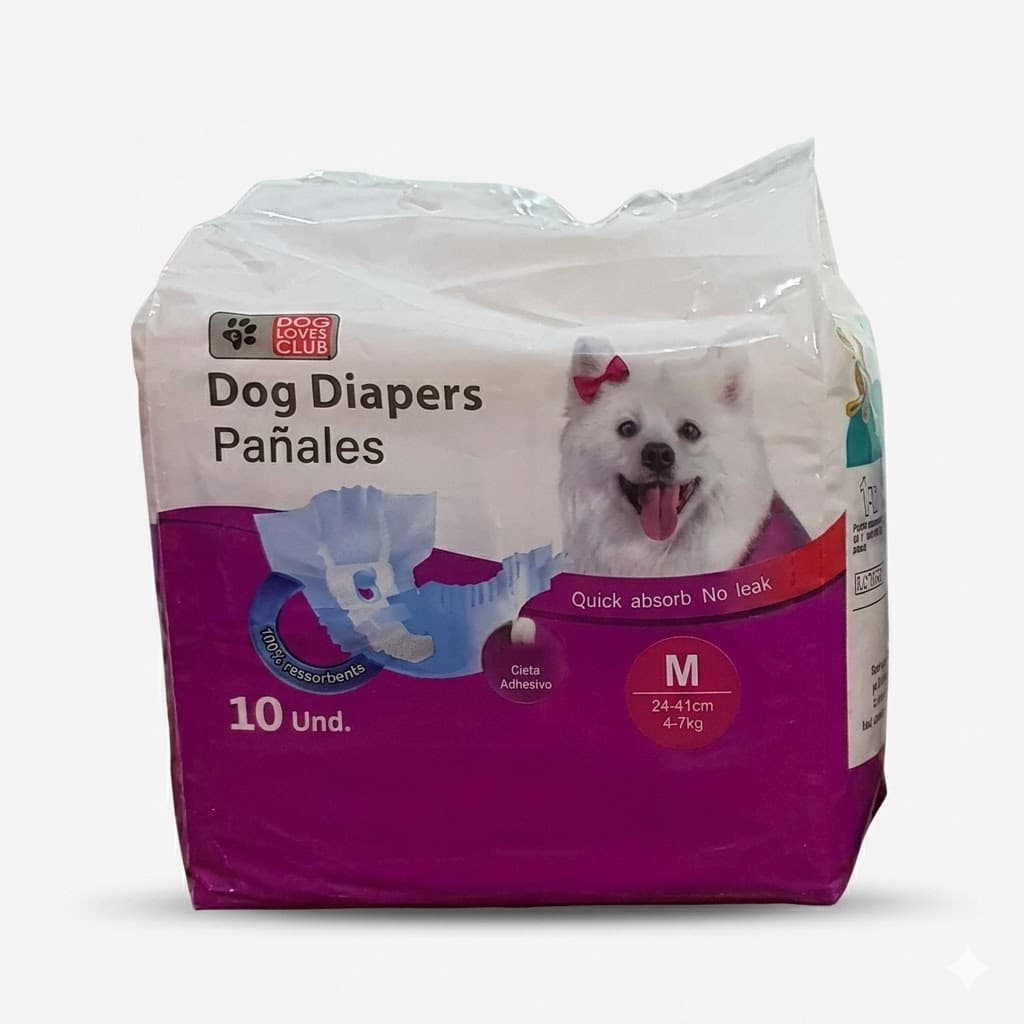 Pañal Absorbente para Perros Talla M Cómodo Desechable Hembra Macho - Imagen 1