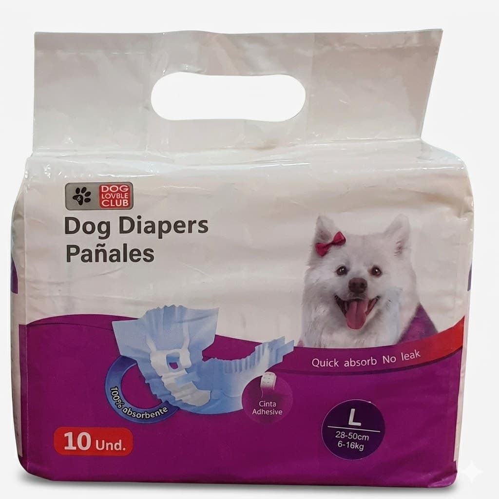 Pañal Absorbente para Perros Talla L Cómodo Desechable Hembra Macho - Imagen 1