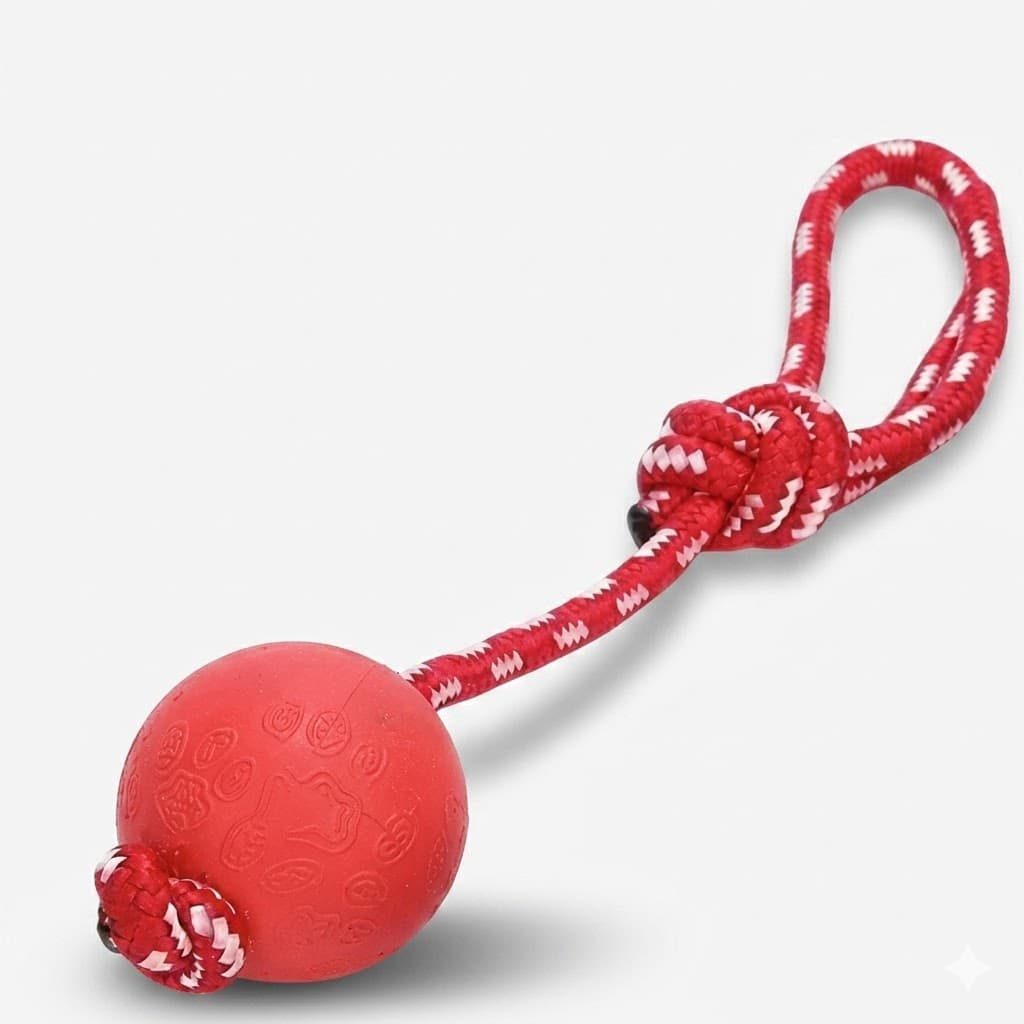 Cuerda Bola Maciza Roja Talla M GUAO Resistente Juego Mascotas - Imagen 1