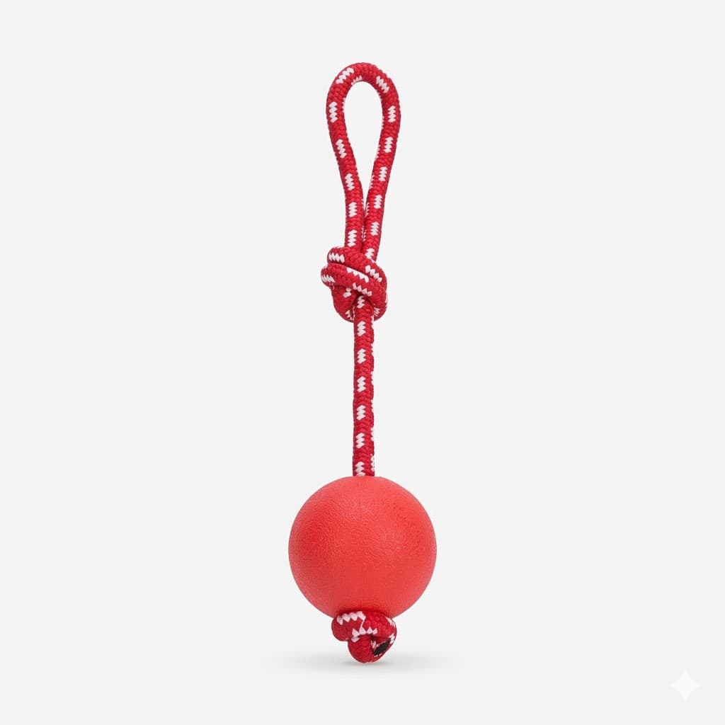 Cuerda Bola Maciza Roja Talla L GUAO Resistente Juego Mascotas Grandes