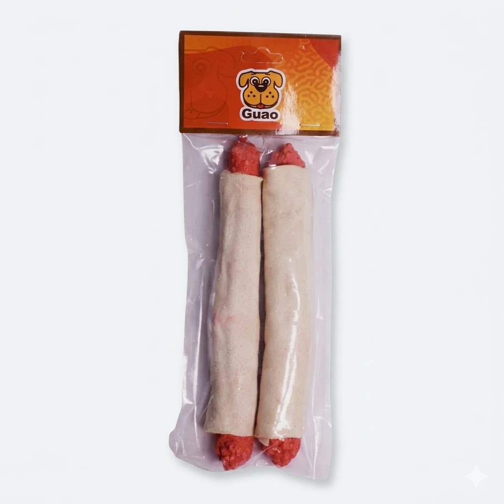 Hot Dog Doble Natural en Carnaza Pack 2 Unidades Snack Perros