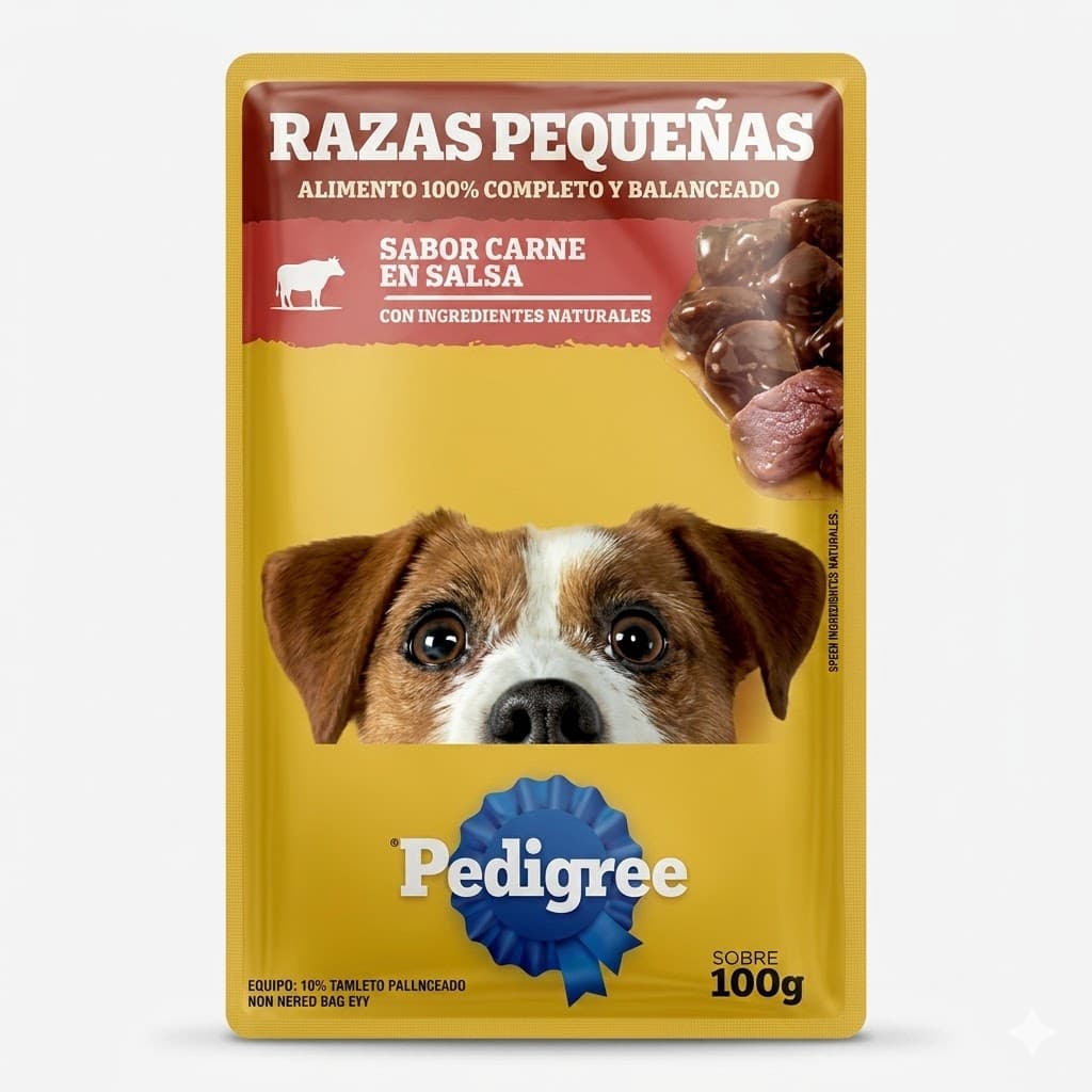 Pedigree Razas Pequeñas Sobre Carne 100 Gr - Trozos en Salsa de Alta Palatabilidad para Mascotas