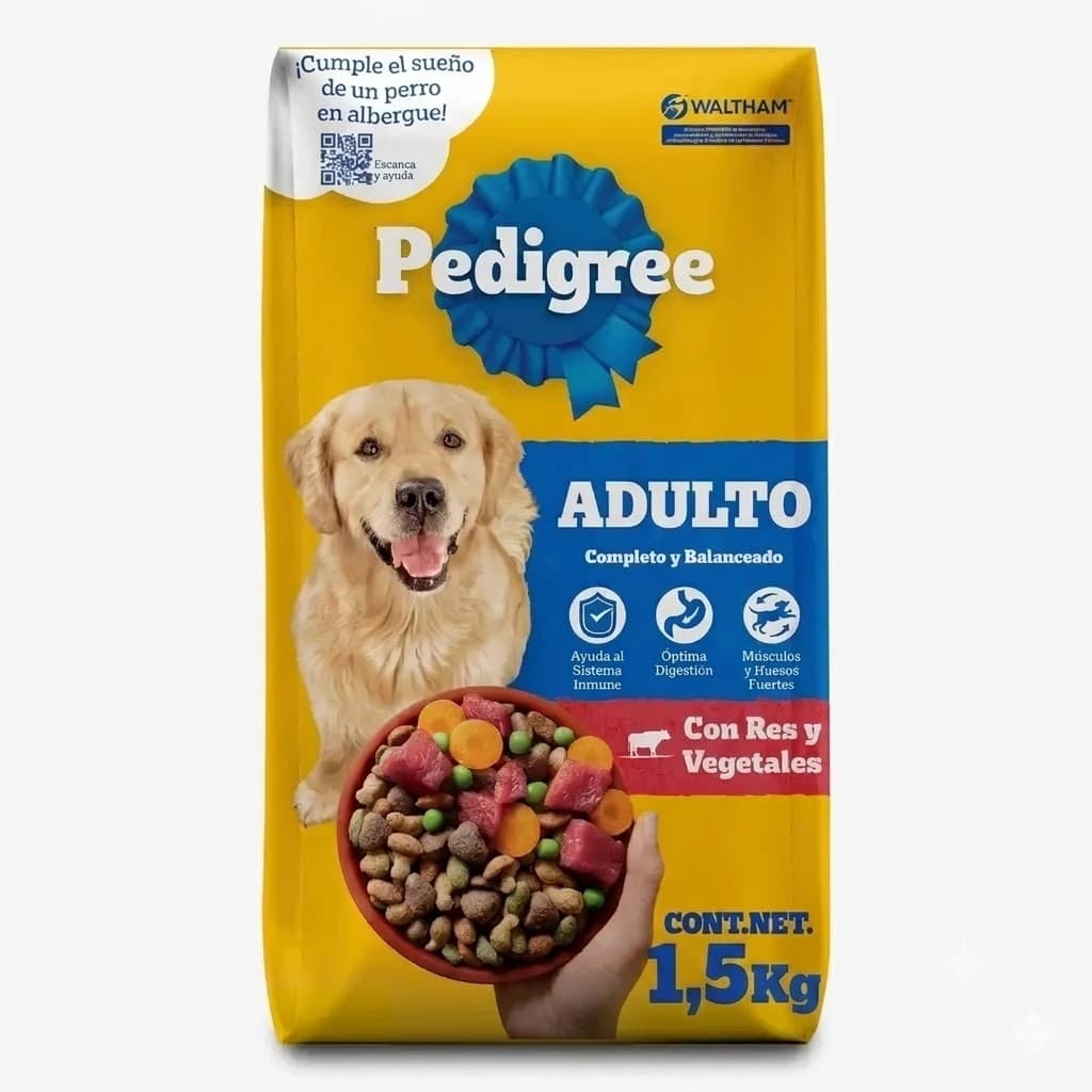 Pedigree Adulto 1,5 Kg sabor a Carne, Pollo y Cereales - Energía y Vitalidad para Todas las Razas