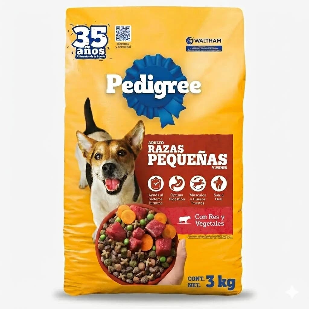 Pedigree Razas Pequeñas sabor a Carne y Vegetales 3 Kg - Alimento para Perros Mini con Antioxidantes