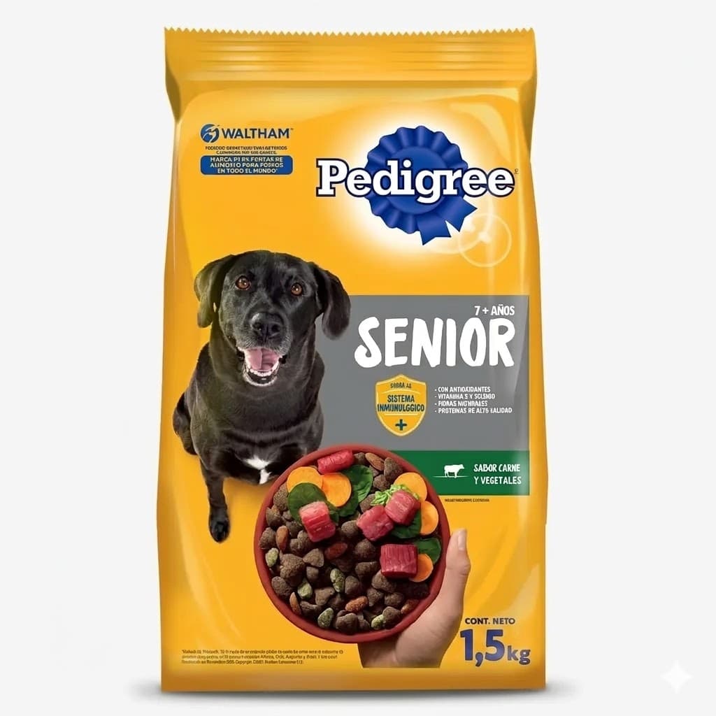 Pedigree Senior 7+ sabor a Carne y Vegetales 1,5 Kg - Cuidado Especial para Perros de Edad Avanzada