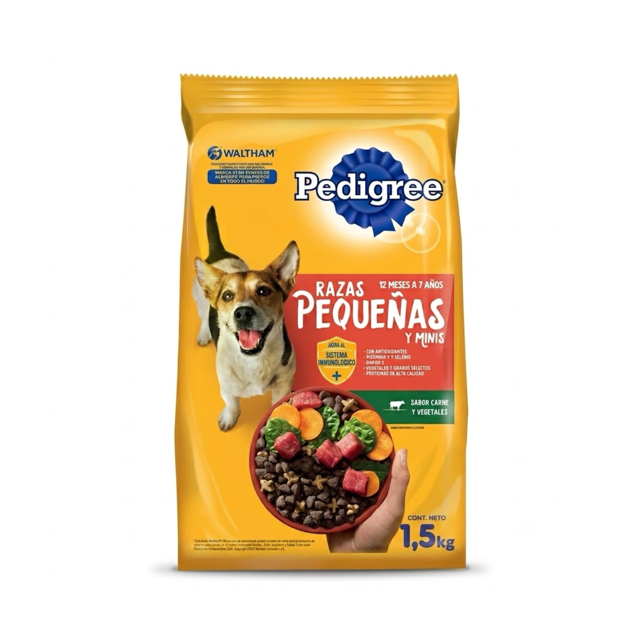 Pedigree Razas Pequeñas 1,5 Kg sabor a Carne y Vegetales - Croquetas Adaptadas con Nutri Defense