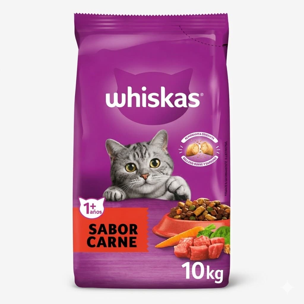 Whiskas Alimento Seco para Gatos Adultos Sabor Carne 1 kg