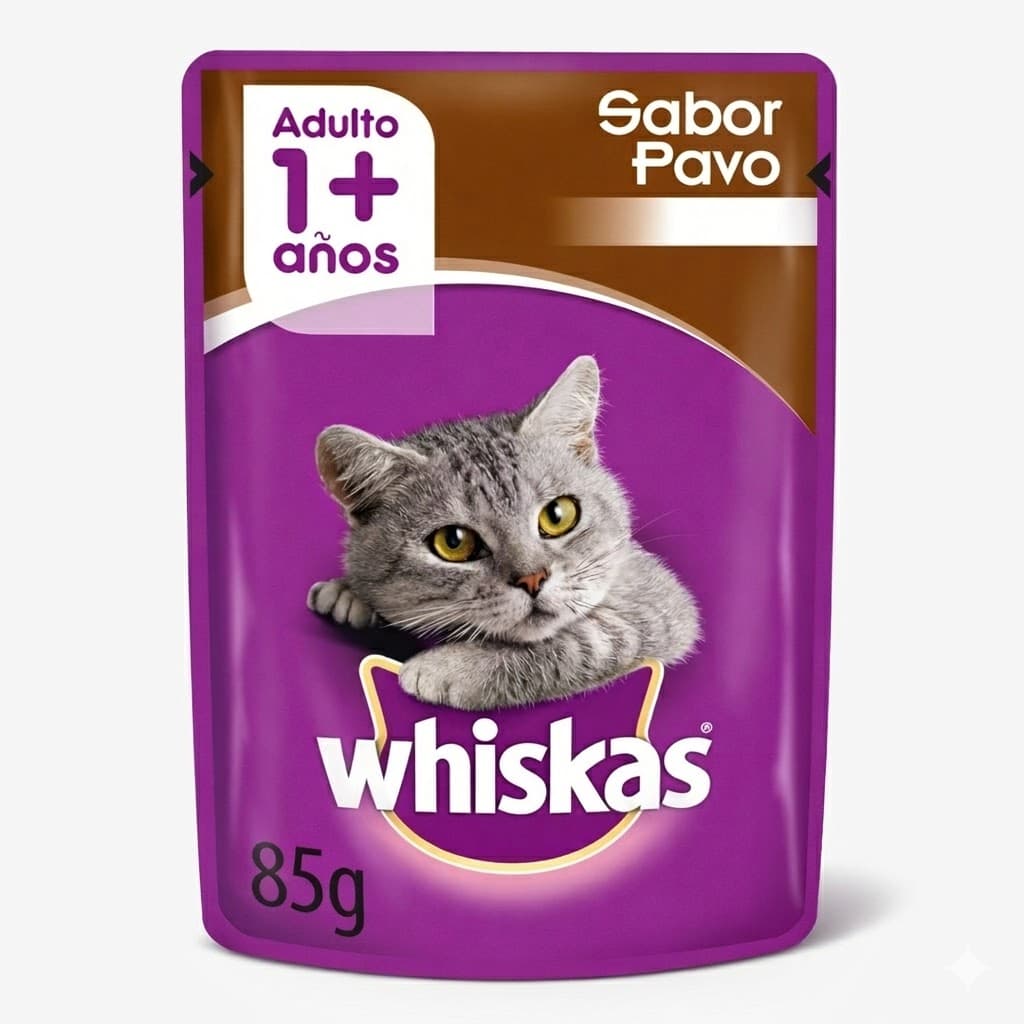 Whiskas Alimento Húmedo para Gatos Adultos Sabor Pavo - Sobrecito 85 g