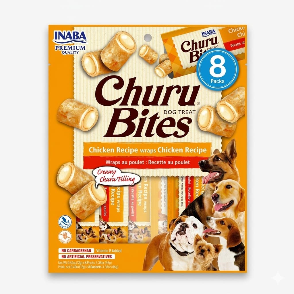 Churu Golosinas para Gatos sin Granos, Lamibles y Exprimibles, Puré Cremoso para Gatos con Vitamina e y Taurina, 16 gramos Cada Tubo, 4 Tubos, Receta de Pollo - Imagen 1