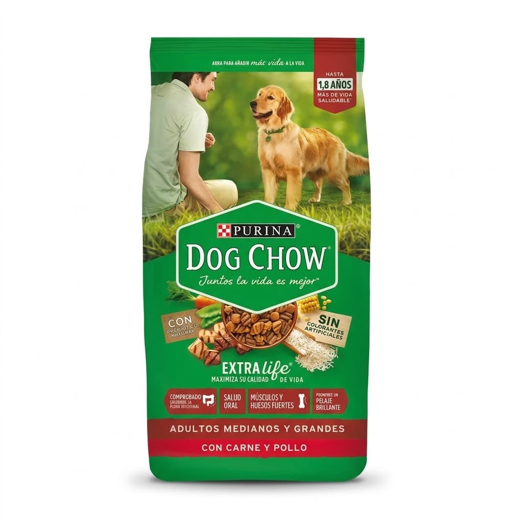 Purina Dog Chow 4 Kg Alimento Seco para Perros Adultos Razas Medianas y Grandes Sin Colorantes