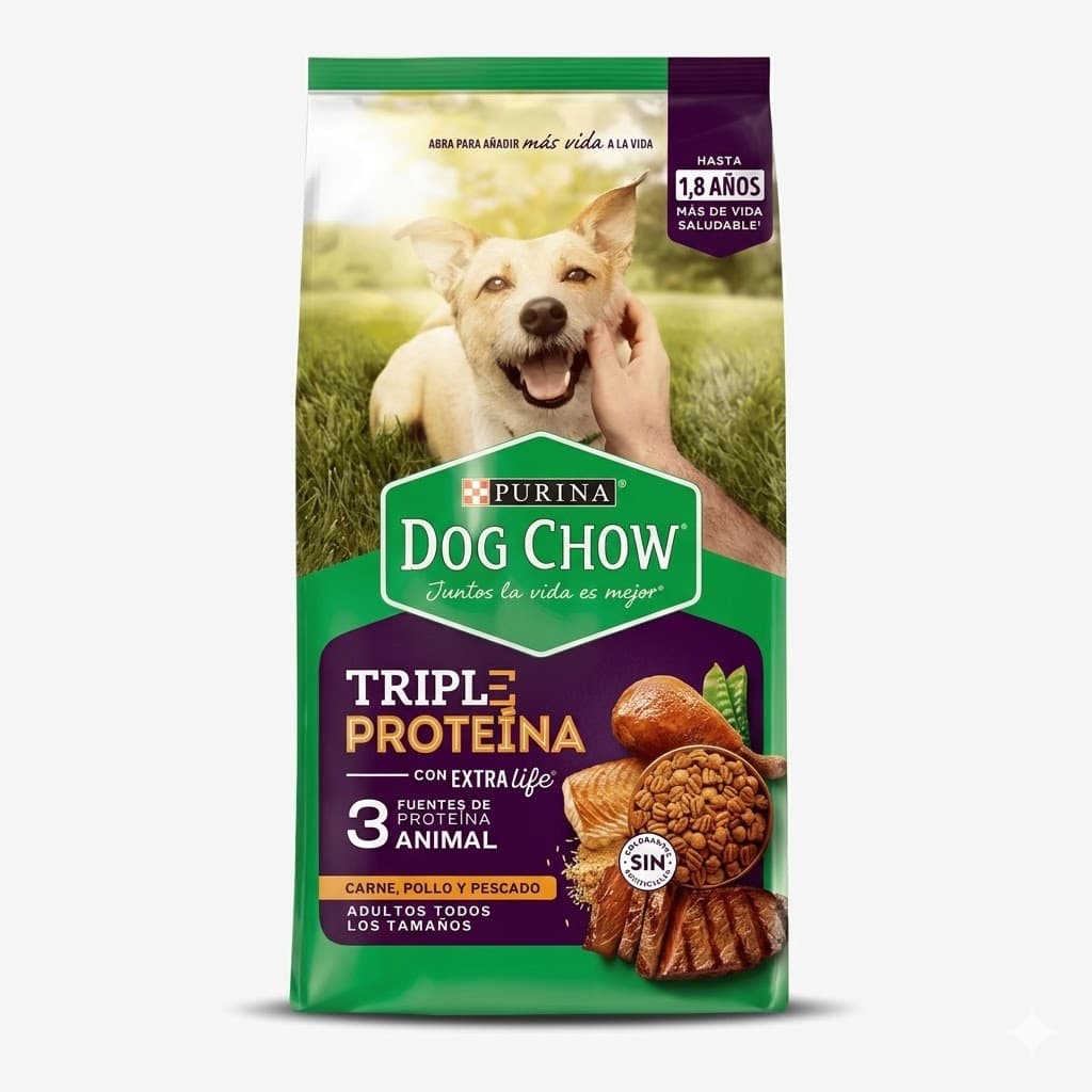 Purina Dog Chow 2 Kg Alimento Seco para Perros Adultos Triple Proteína Sin Colorantes
