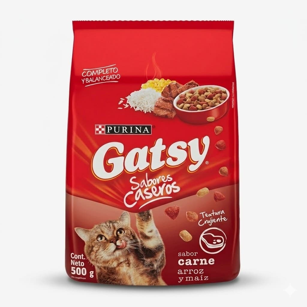 Purina Gatsy 1 Kg Alimento para Gatos Sabor Carne, Arroz y Maíz - Imagen 1