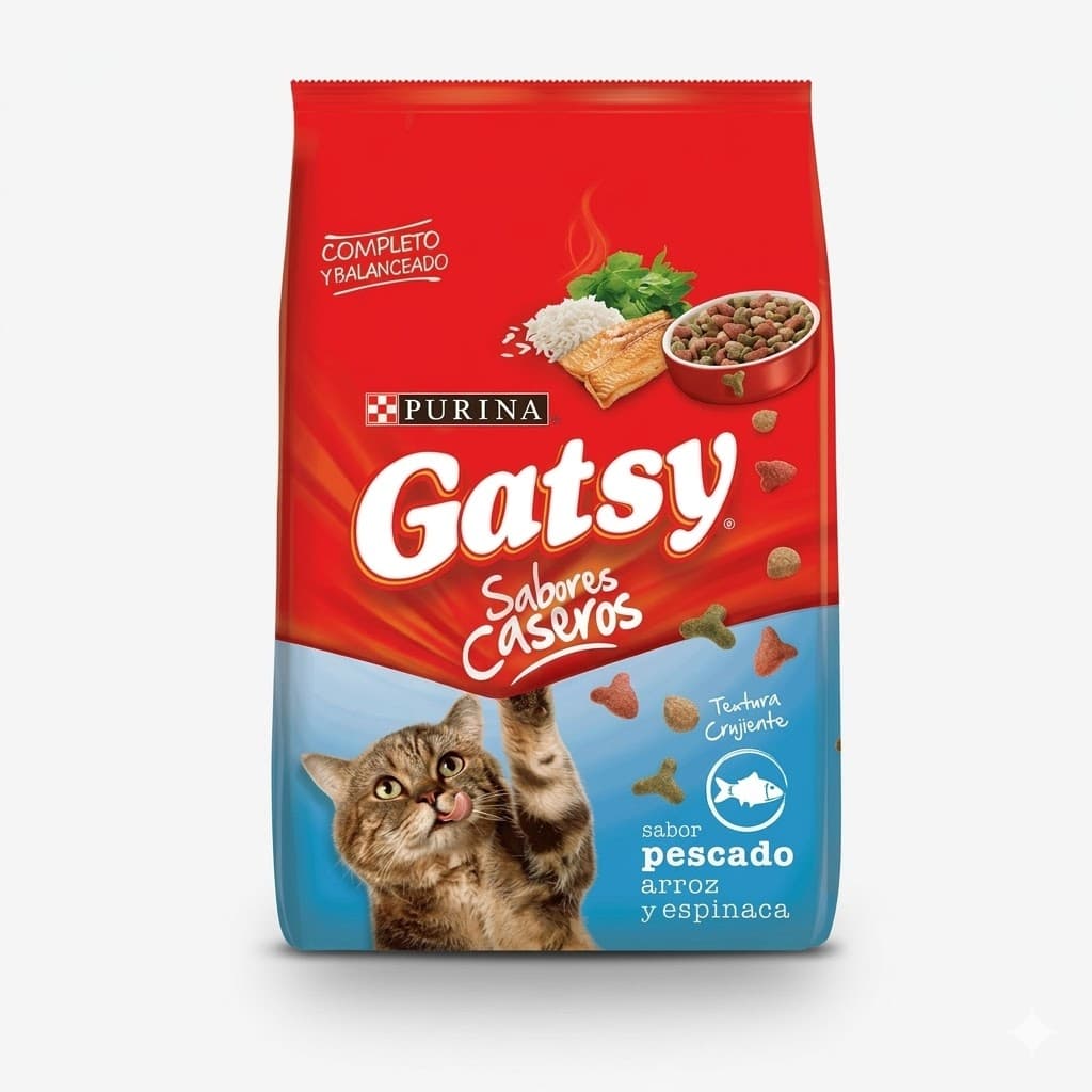 Purina Gatsy 3 Kg Alimento para Gatos Sabor Pescado, Arroz y Espinaca