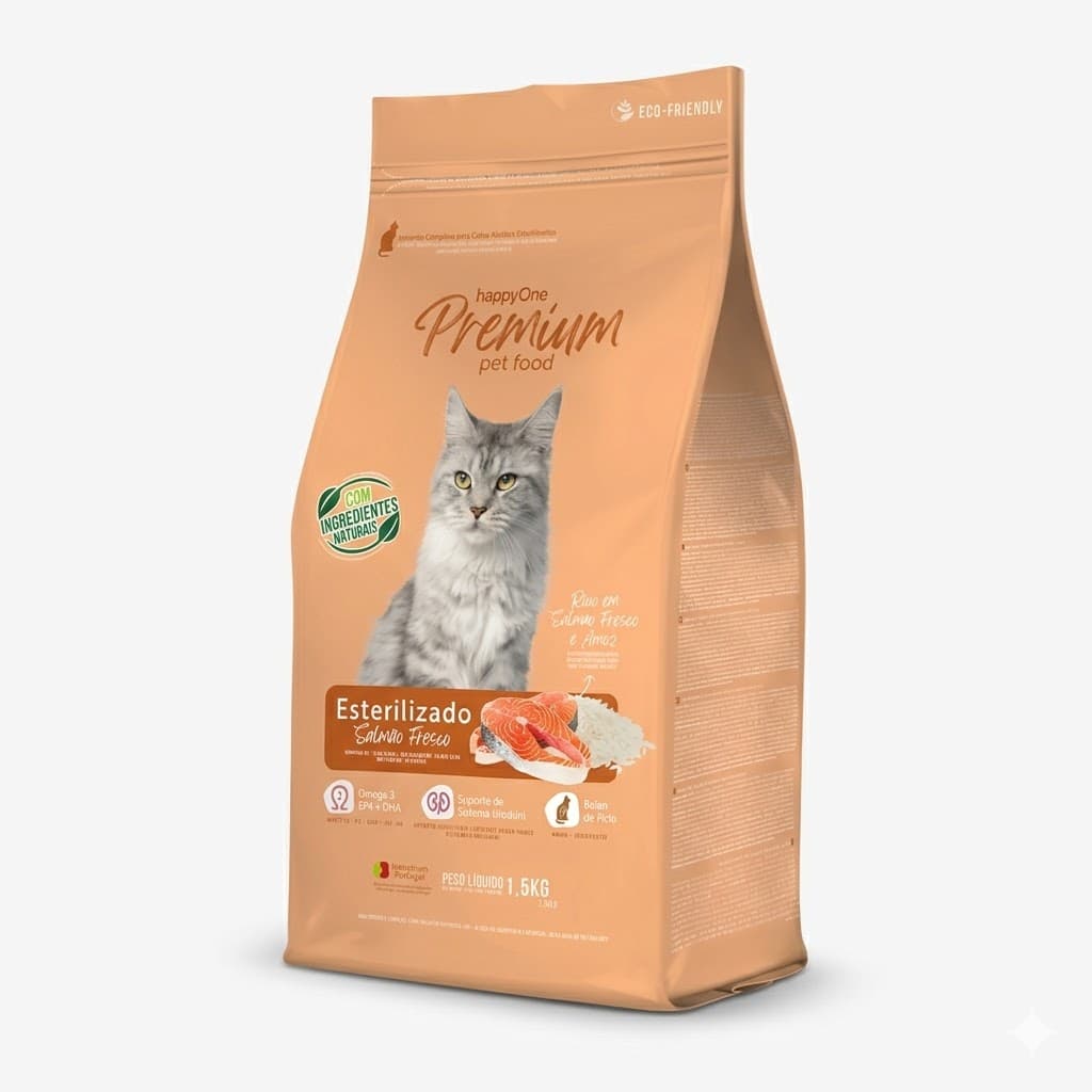 Happy One Premium 1,5 Kg Alimento para Gatos Esterilizados con Salmón Fresco
